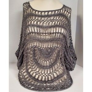 Crochet Gray Over Blouse Size Small